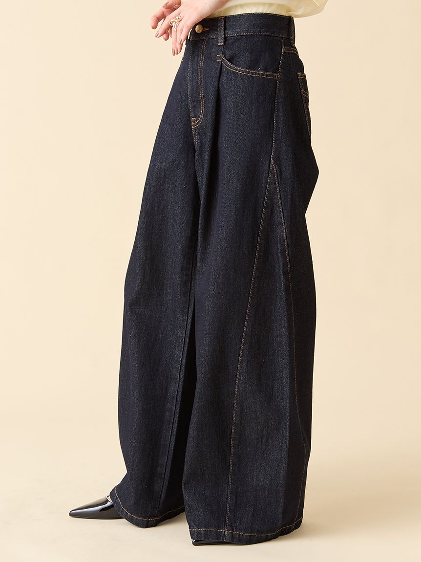 サイドラインバギーデニムパンツ リリーブラウン WEB限定00サイズ】サイドラインバギーデニムパンツ(デニムパンツ