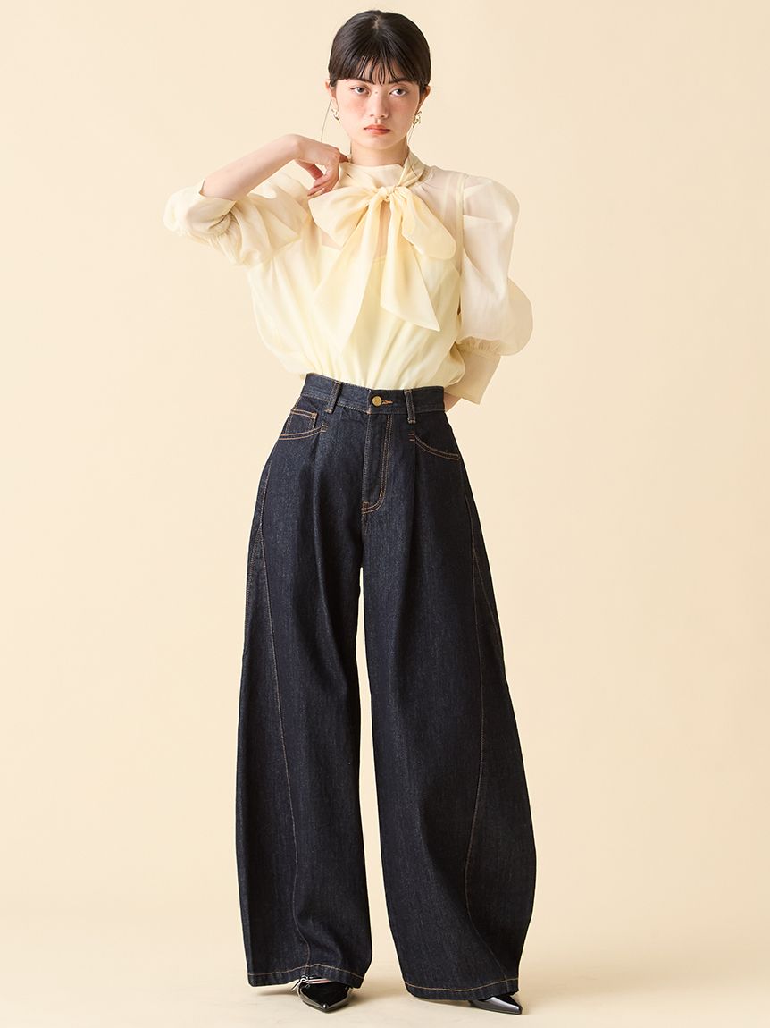 LILYBROWN サイドラインバギーデニムパンツ　リリーブラウン 限定カラー】【WEB限定00サイズ】サイドラインバギーデニム