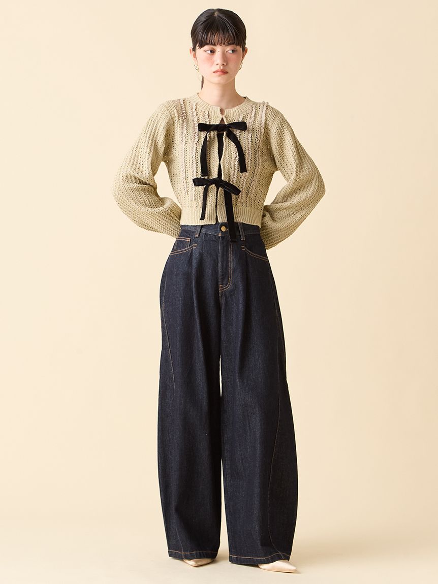 LILYBROWN サイドラインバギーデニムパンツ　リリーブラウン WEB限定00サイズ】サイドラインバギーデニムパンツ(デニムパンツ