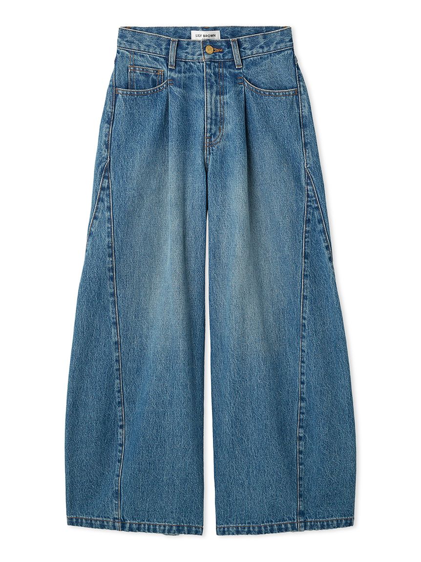 WEB限定00サイズ】サイドラインバギーデニムパンツ(デニムパンツ