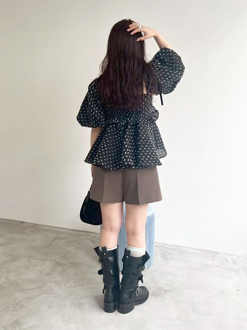 ベルト付きハイウエストショートパンツ(ショートパンツ)｜パンツ