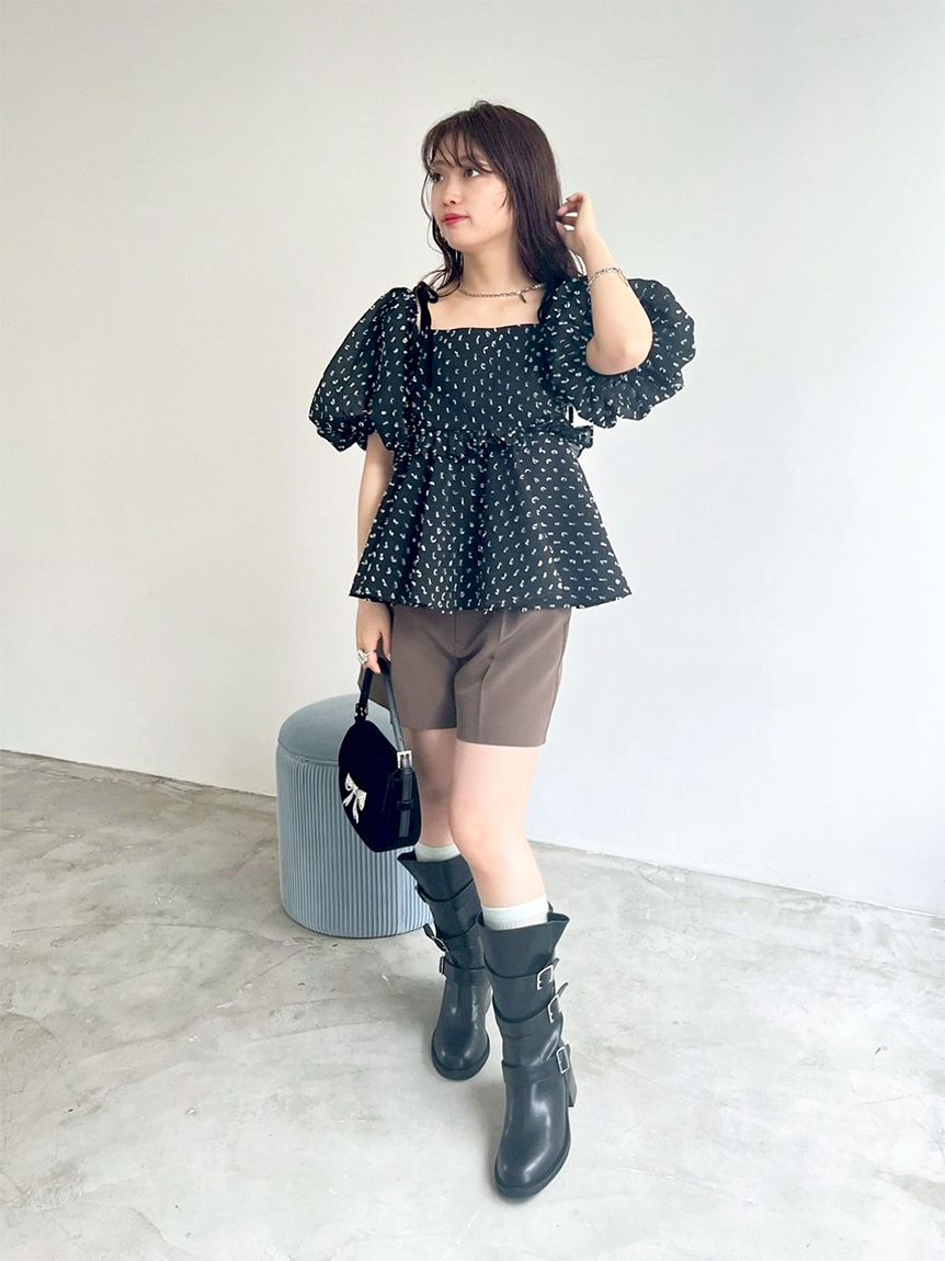 ベルト付きハイウエストショートパンツ(ショートパンツ)｜パンツ