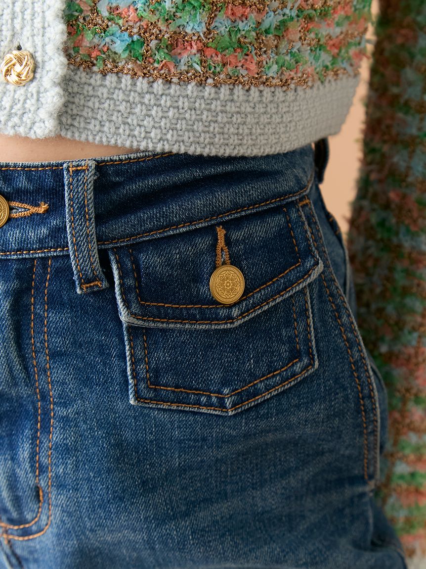 WEB限定00サイズ】ストレッチフレアデニムパンツ(デニムパンツ