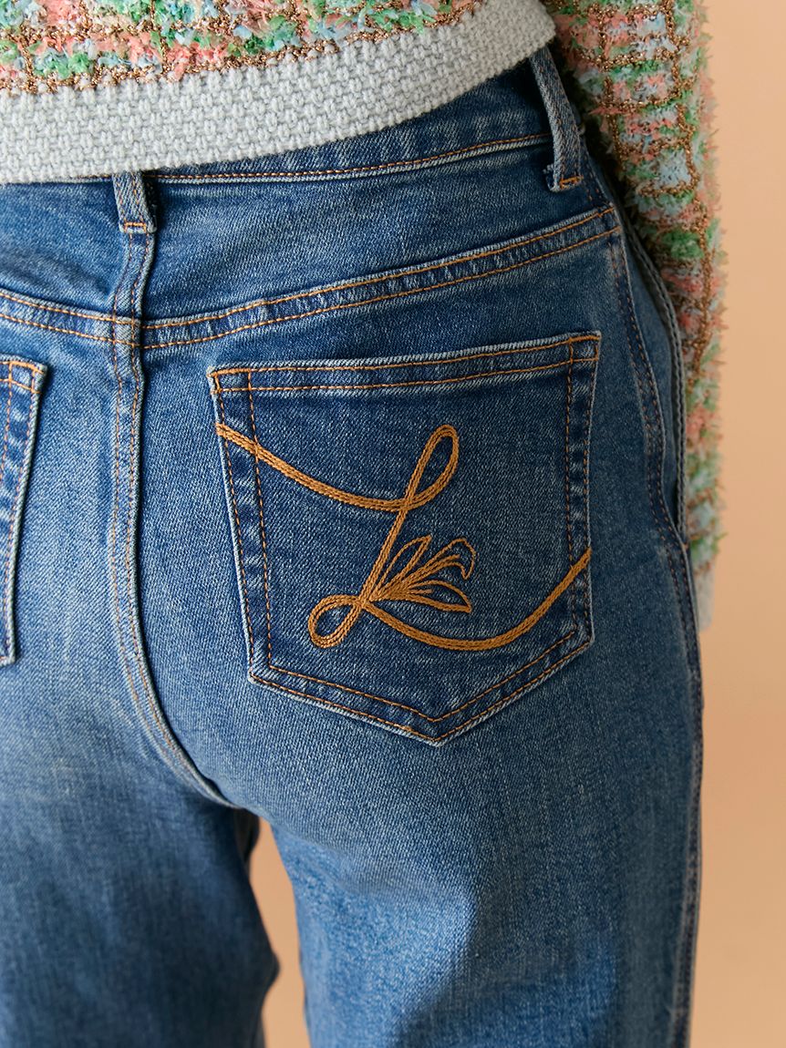 WEB限定00サイズ】ストレッチフレアデニムパンツ(デニムパンツ