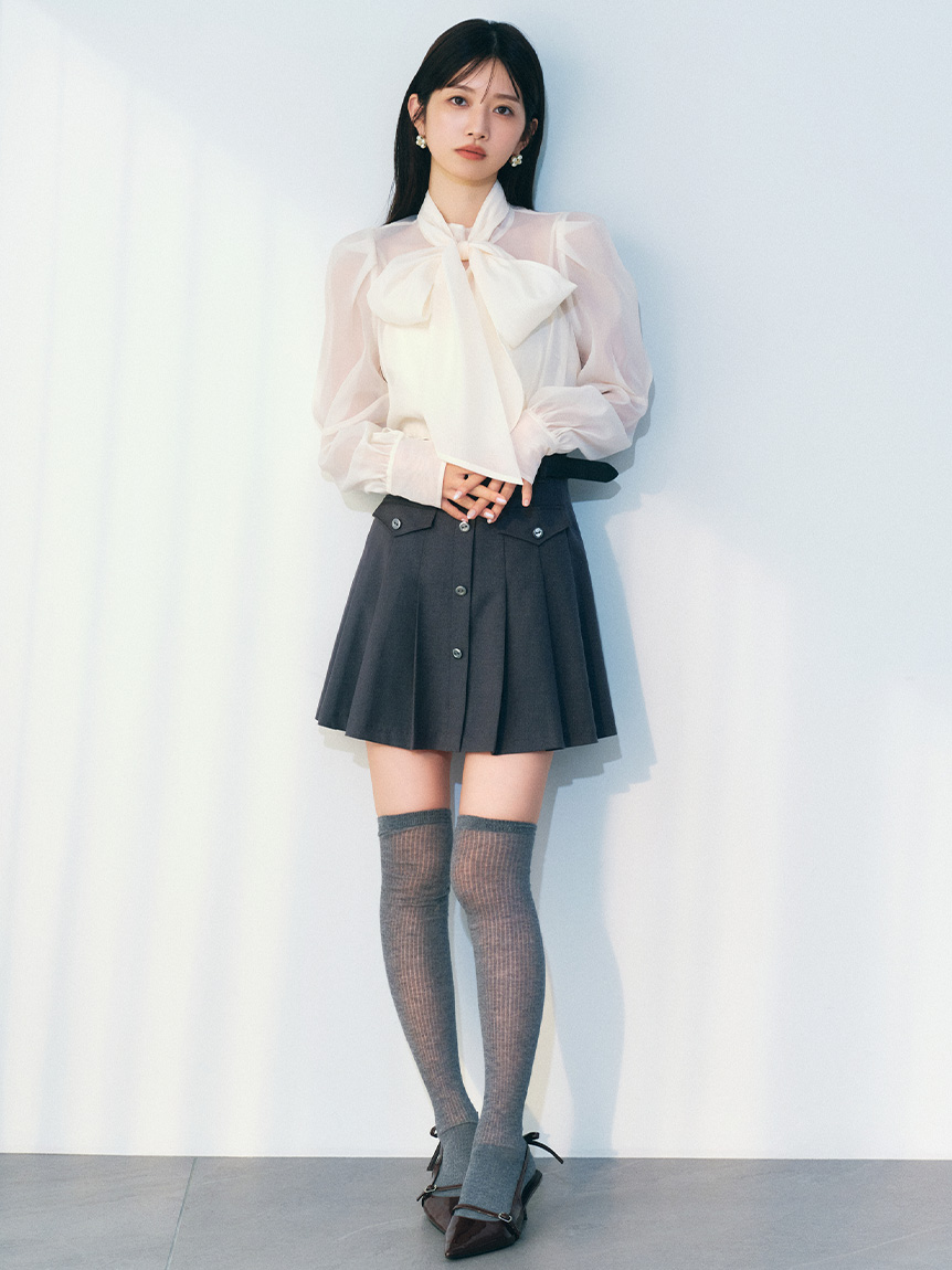 値下【未使用•カバー】サガ ロイヤル ミンク ユキベルファム ボーダー ショート ベルト付きプリーツスカショーパン(Hearts2Hearts着用)(スカートパンツ