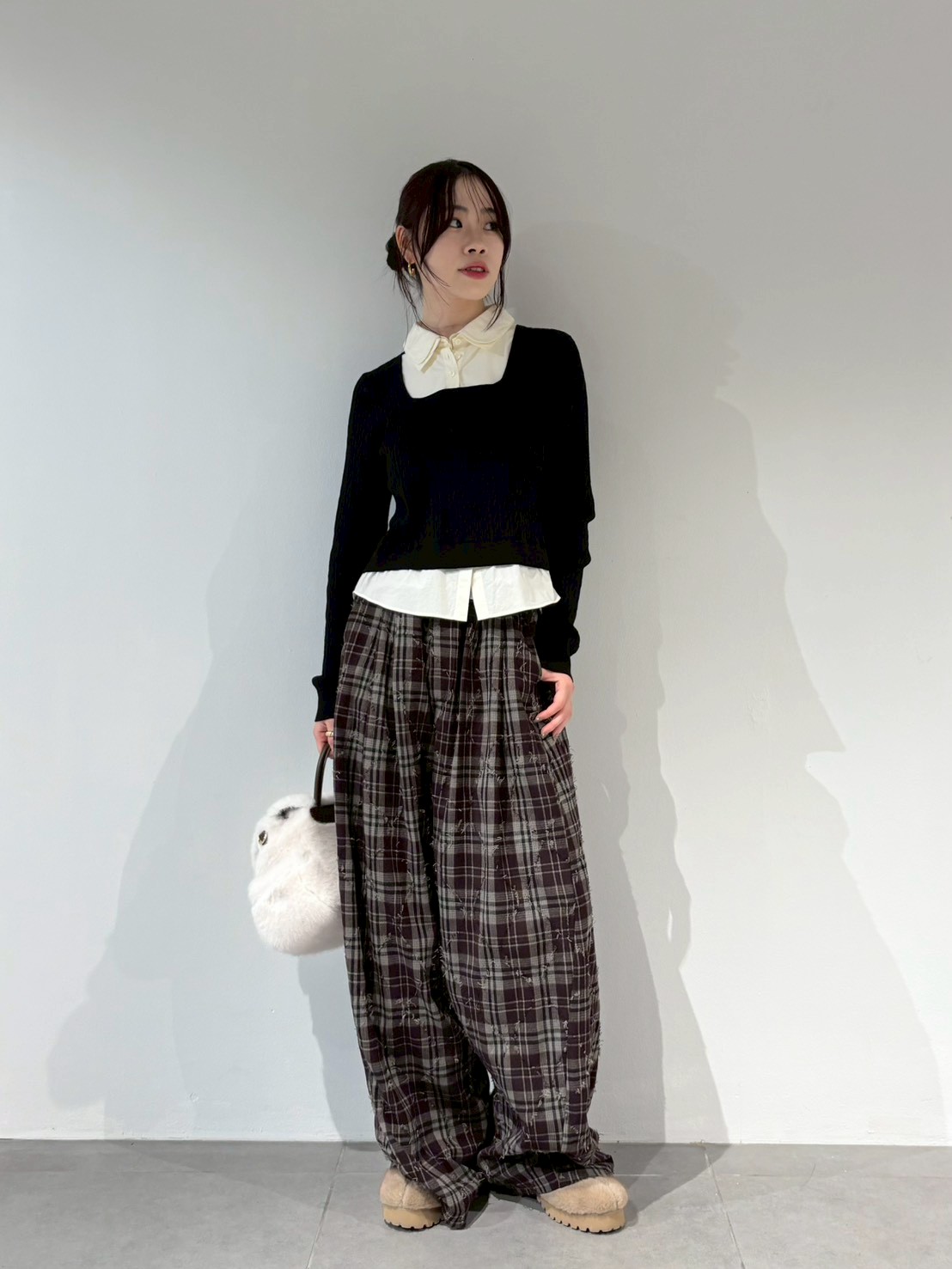 B00295 リリーブラウンLILY BROWN麻調3本タックワイドパンツ B00295 リリーブラウンLILY BROWN麻調3本タックワイドパンツ