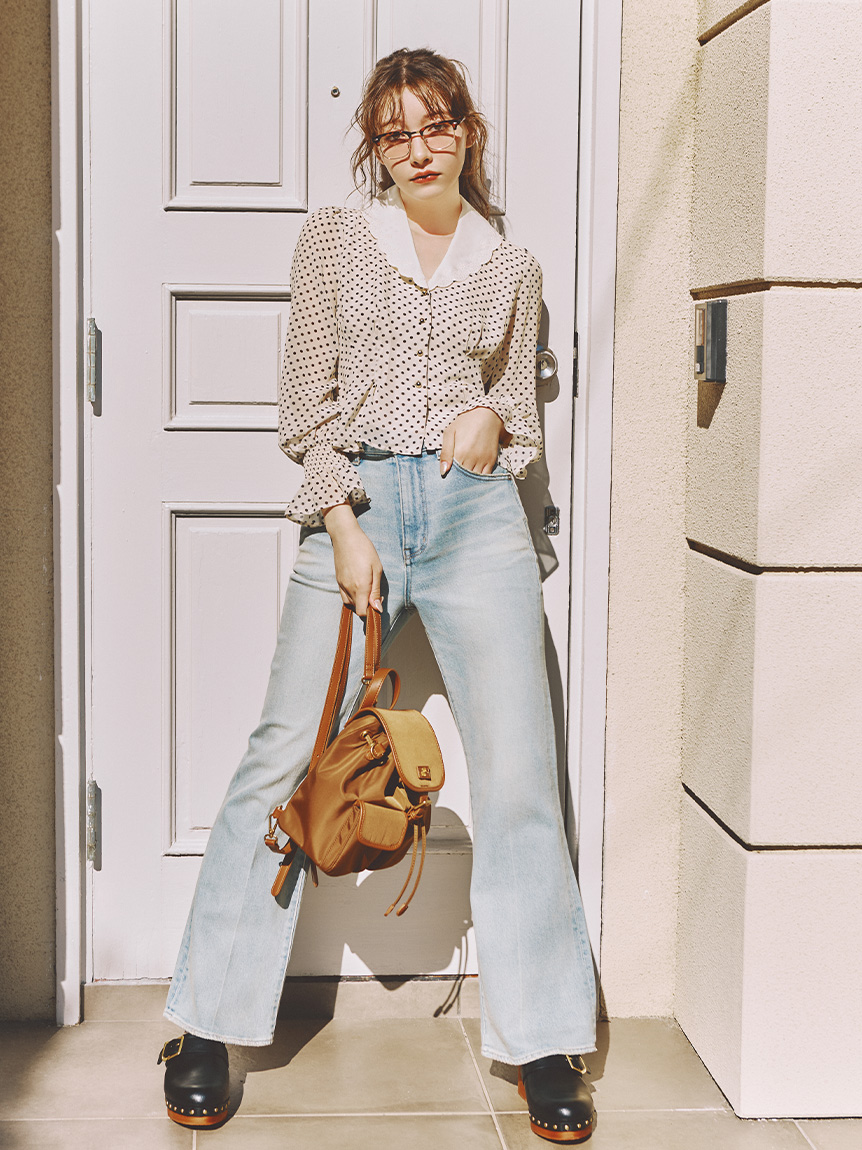 WEB限定00サイズ】ストレッチセミフレアデニムパンツ(デニムパンツ