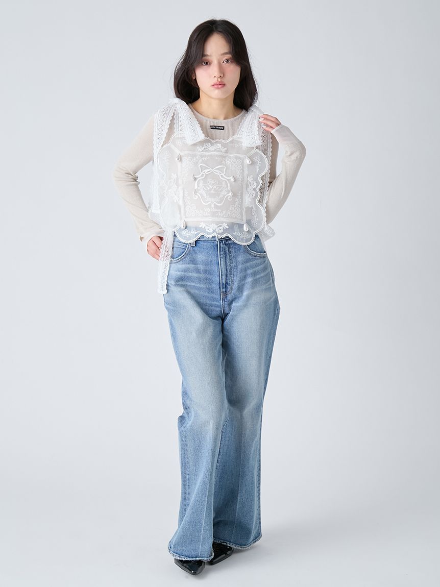 WEB限定00サイズ】ストレッチセミフレアデニムパンツ(デニムパンツ