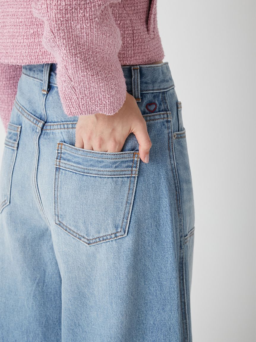 WEB限定00サイズ】ダブルニーカーブワイドデニムパンツ(デニムパンツ