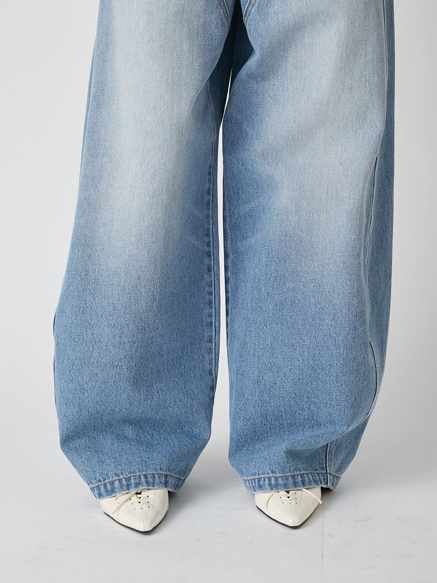 WEB限定00サイズ】ダブルニーカーブワイドデニムパンツ(デニムパンツ