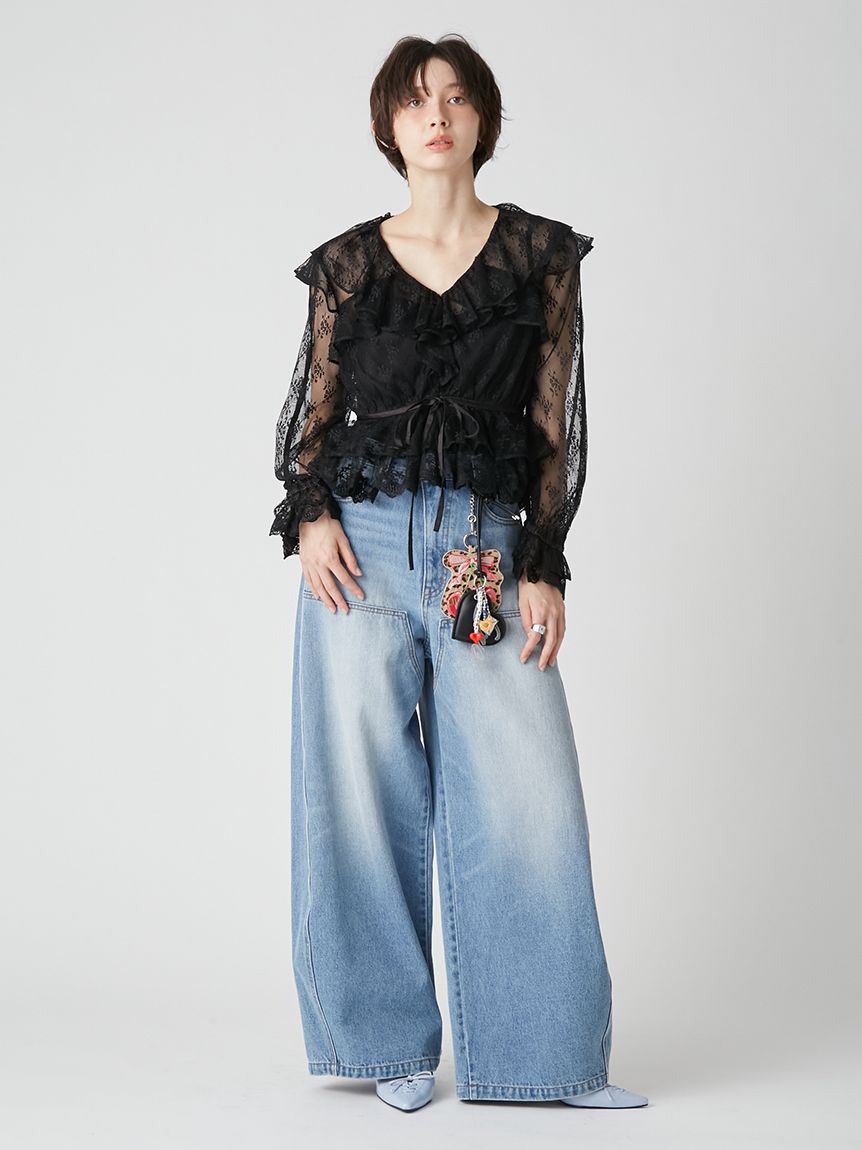 lily様♡専用コーナー*\(^o^)/* WEB限定00サイズ】ダブルニーカーブワイドデニムパンツ(デニムパンツ