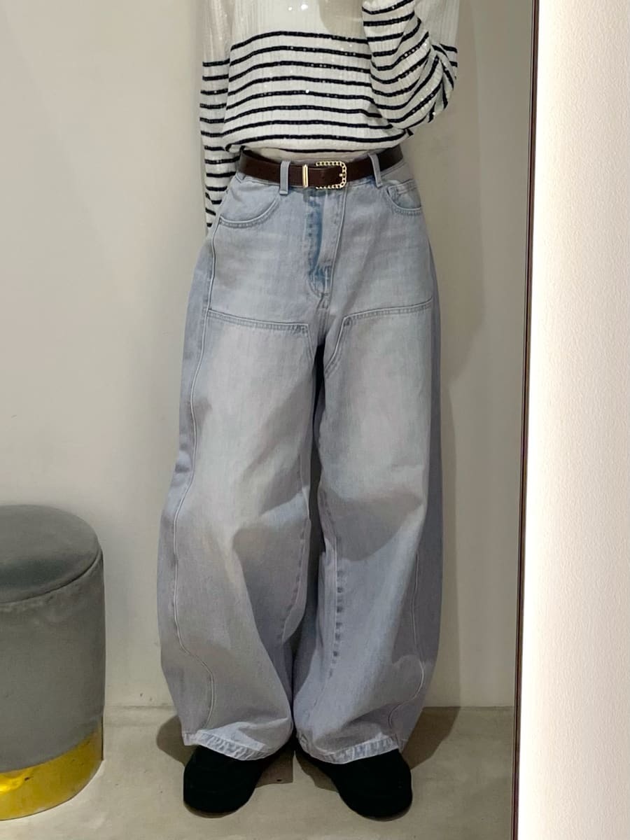 WEB限定00サイズ】ダブルニーカーブワイドデニムパンツ(デニムパンツ