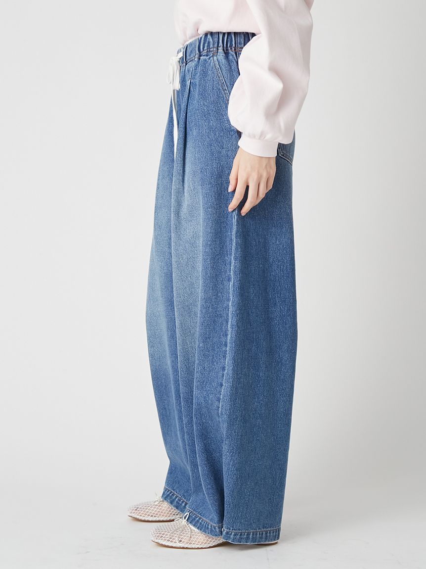 WEB限定00サイズ】ワイドレッグイージーデニムパンツ(デニムパンツ