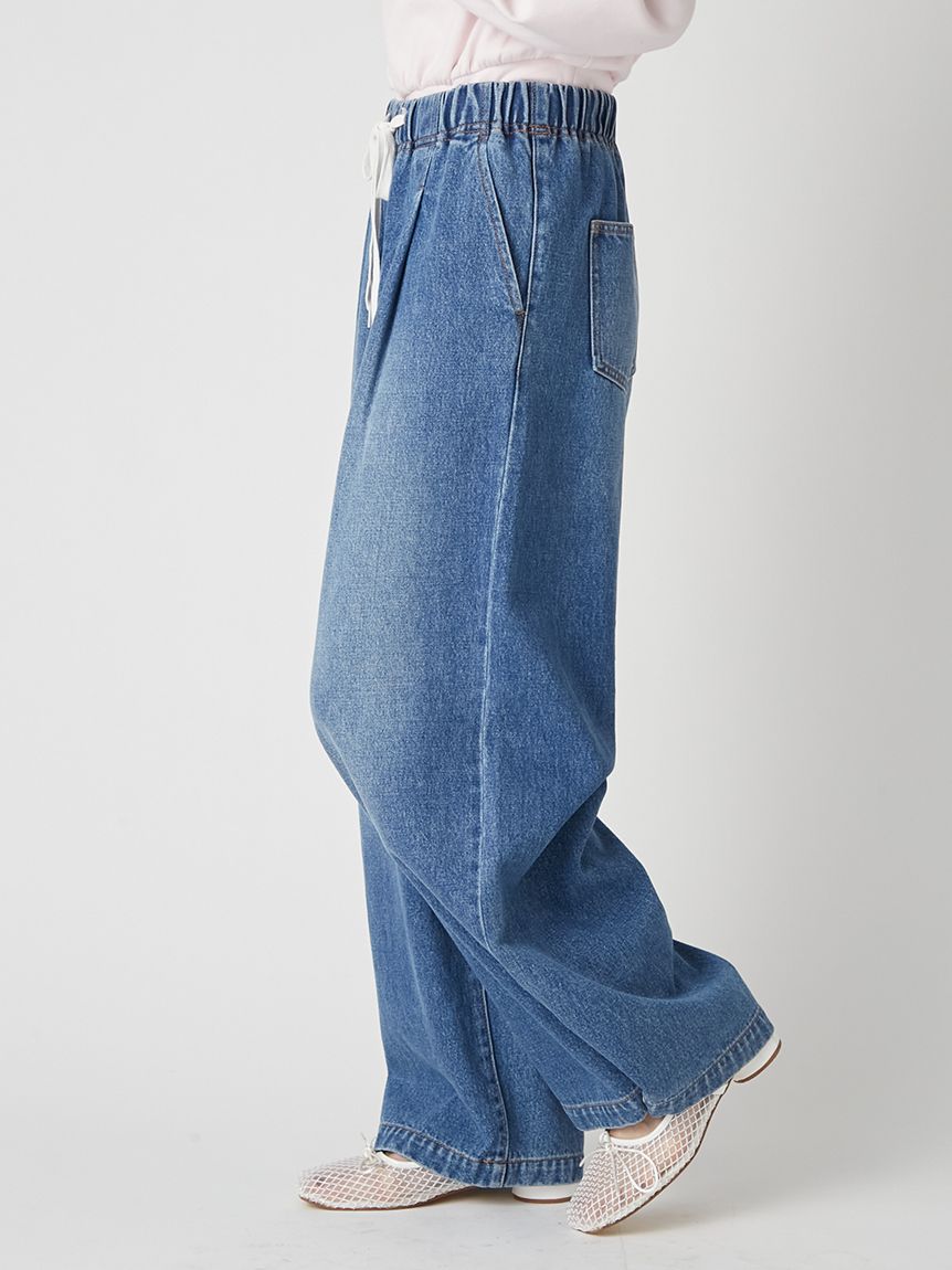 WEB限定00サイズ】ワイドレッグイージーデニムパンツ(デニムパンツ