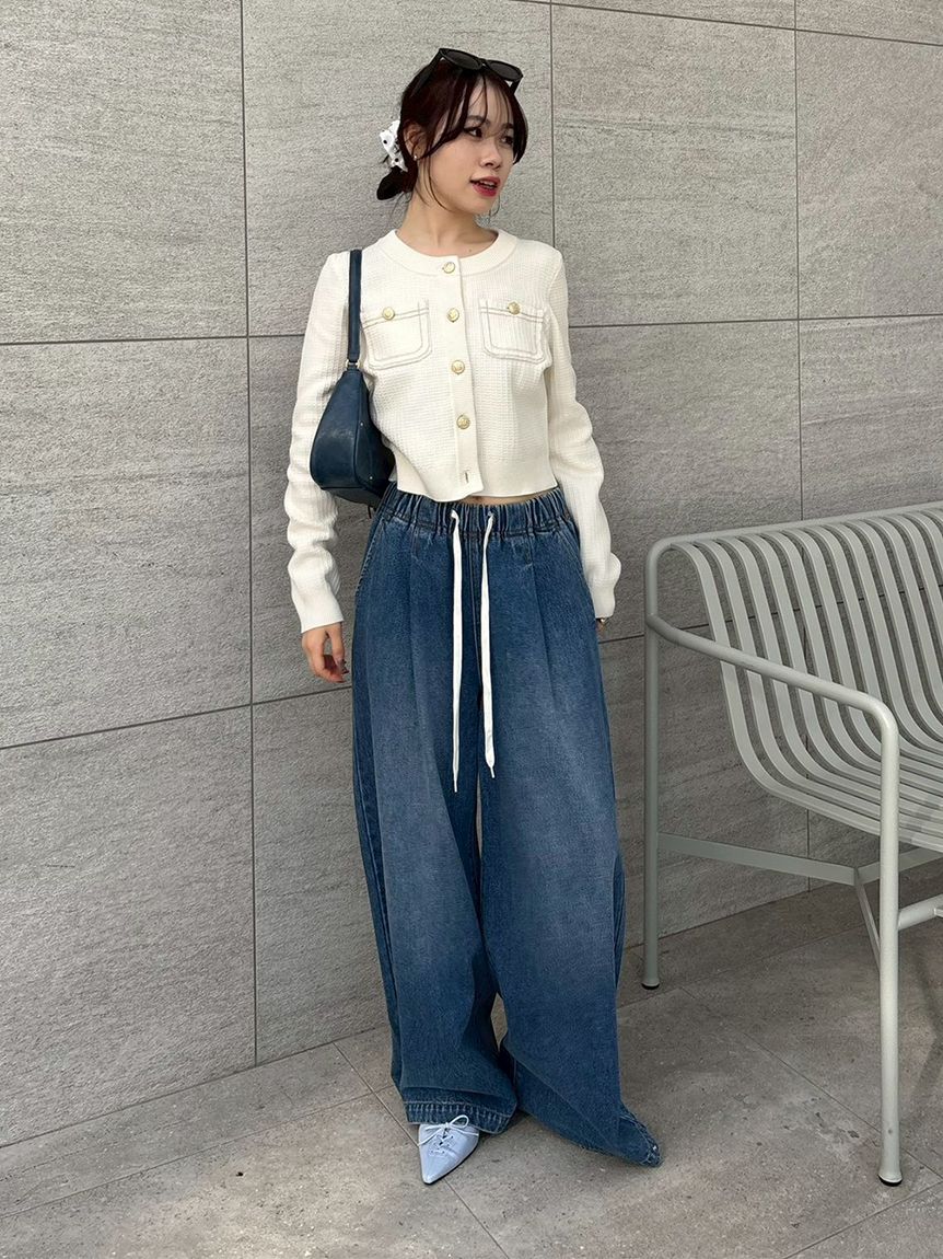 WEB限定00サイズ】ワイドレッグイージーデニムパンツ(デニムパンツ