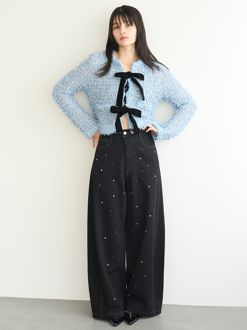 WEB限定00サイズ】[L.B CANDY STOCK]バリエーションビジューデニム