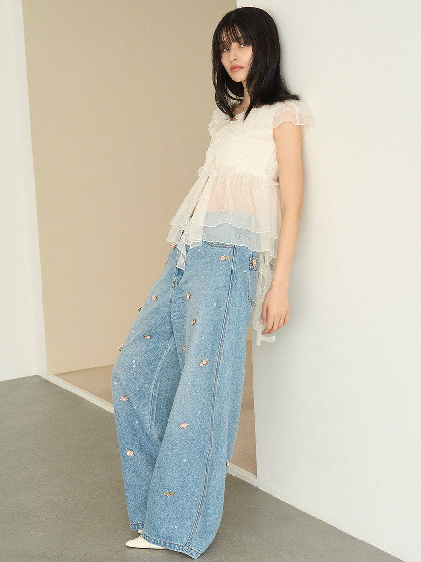 WEB限定00サイズ】[L.B CANDY STOCK]バリエーションビジューデニム