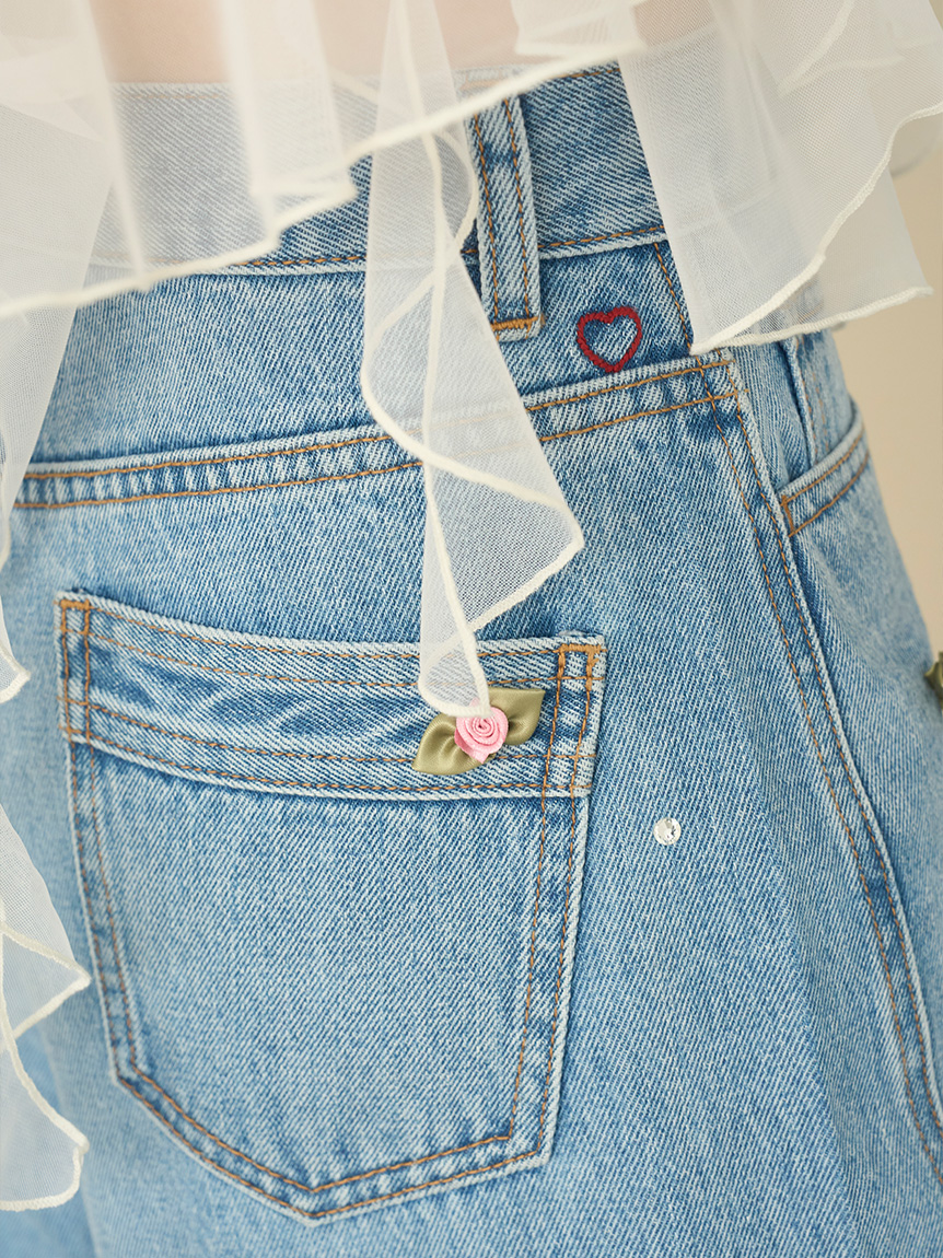 WEB限定00サイズ】[L.B CANDY STOCK]バリエーションビジューデニム