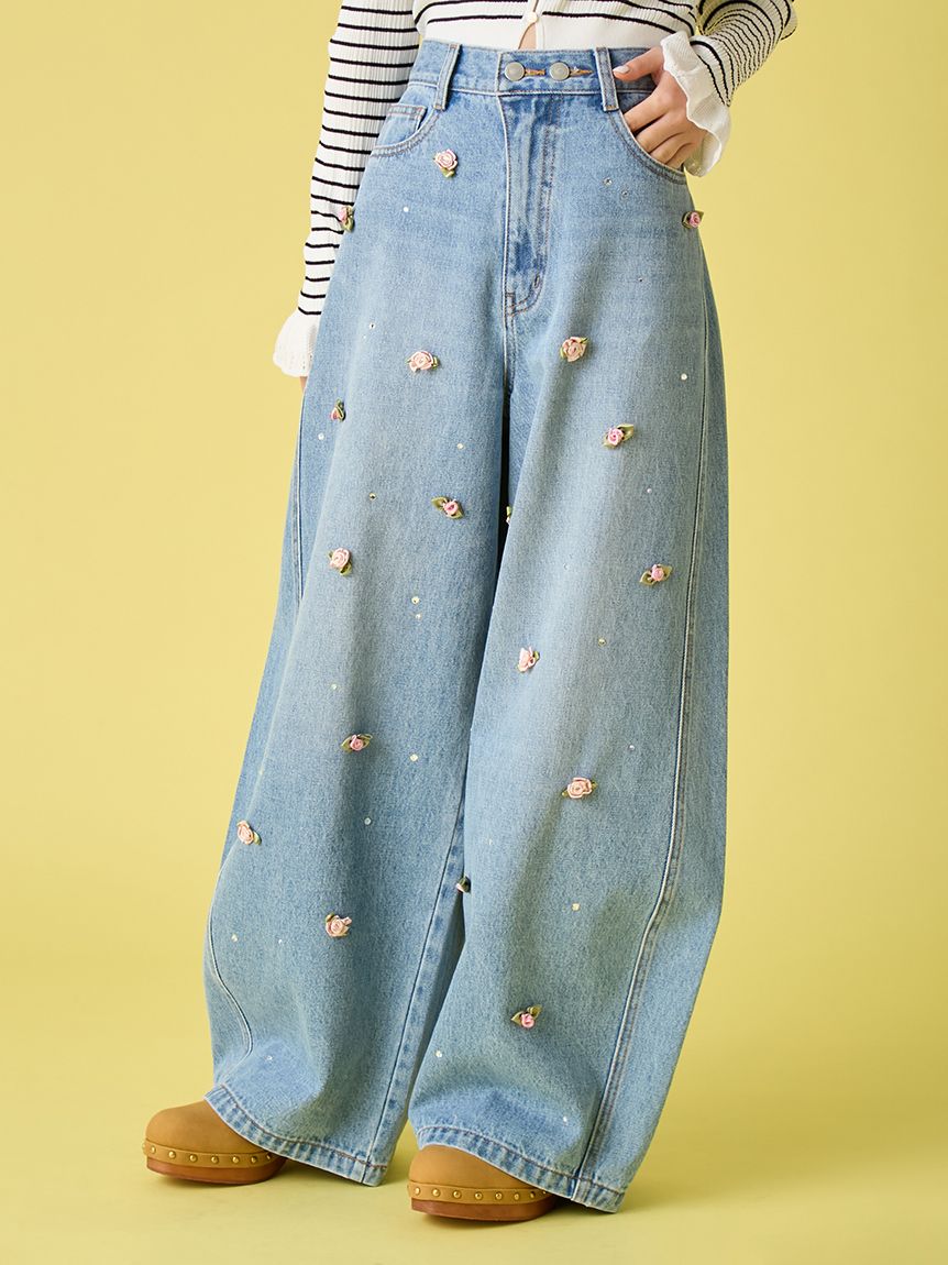 WEB限定00サイズ】[L.B CANDY STOCK]バリエーションビジューデニム