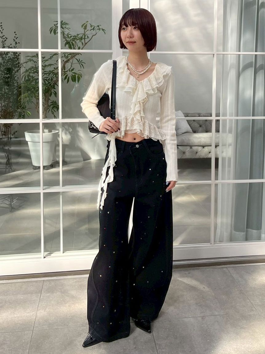 WEB限定00サイズ】[L.B CANDY STOCK]バリエーションビジューデニム