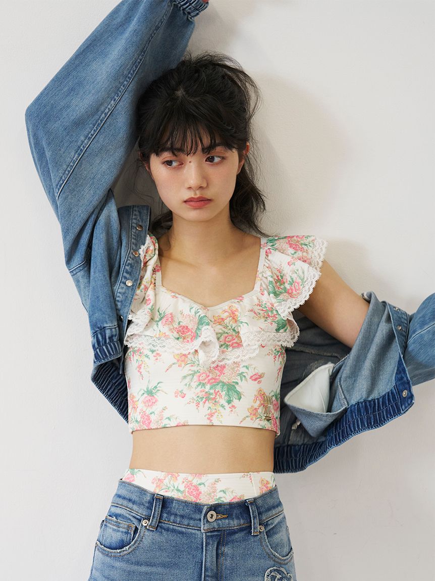 LILY BROWN×ANNA SUI】バタフライワイドデニムパンツ(デニムパンツ