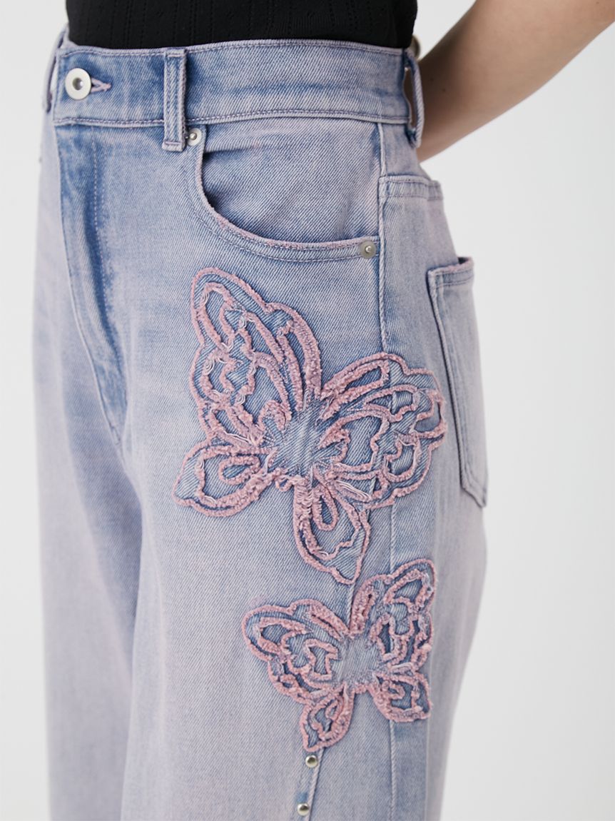 LILY BROWN×ANNA SUI】バタフライワイドデニムパンツ(デニムパンツ