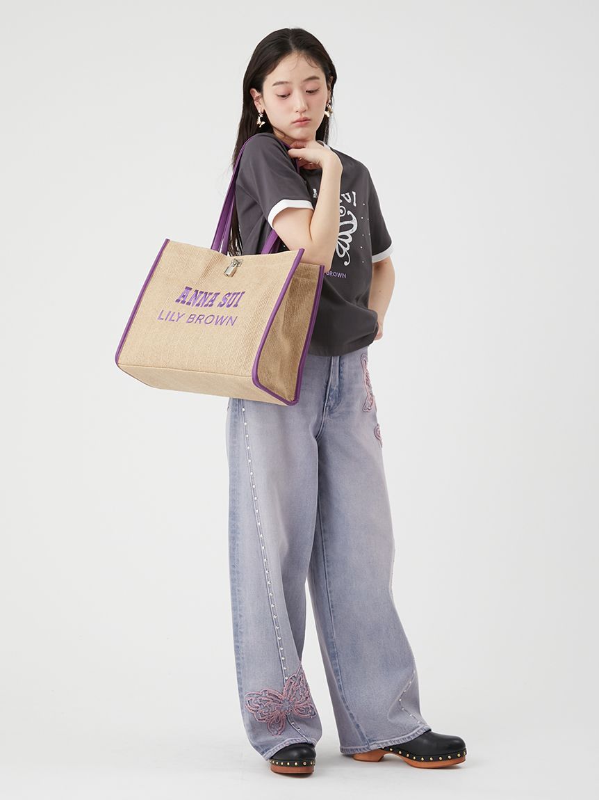 LILY BROWN×ANNA SUI】バタフライワイドデニムパンツ(デニムパンツ