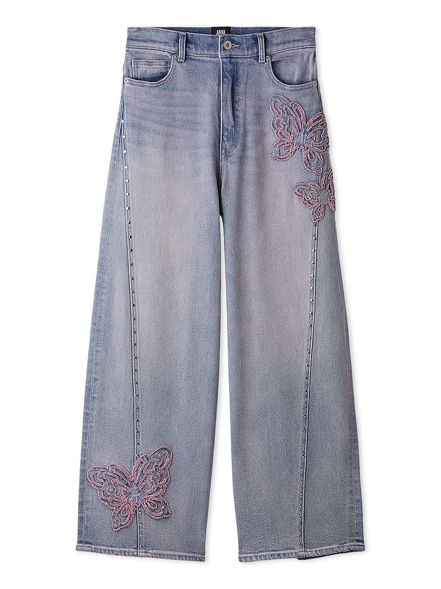 LILY BROWN×ANNA SUI】バタフライワイドデニムパンツ(デニムパンツ