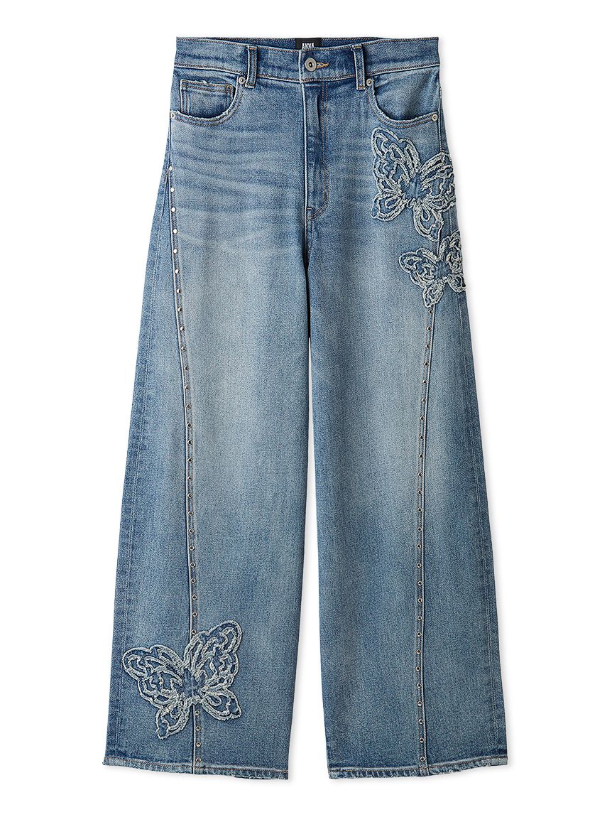 LILY BROWN×ANNA SUI】バタフライワイドデニムパンツ(デニムパンツ