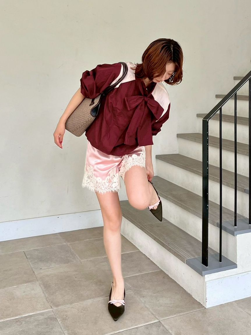 レーストリムサテンショートパンツ(ショートパンツ)｜パンツ｜LILY