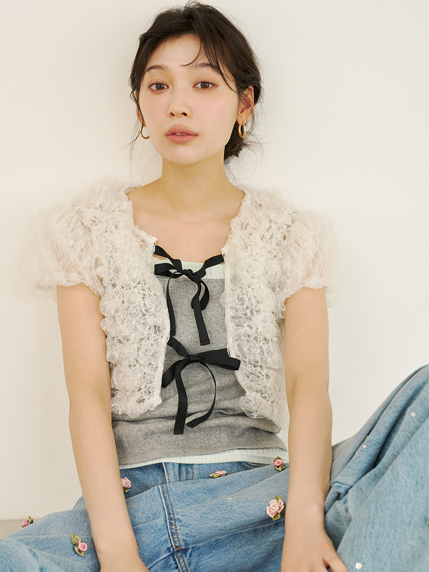 L.B CANDY STOCK]バリエーションビジューデニムパンツ(ロングパンツ