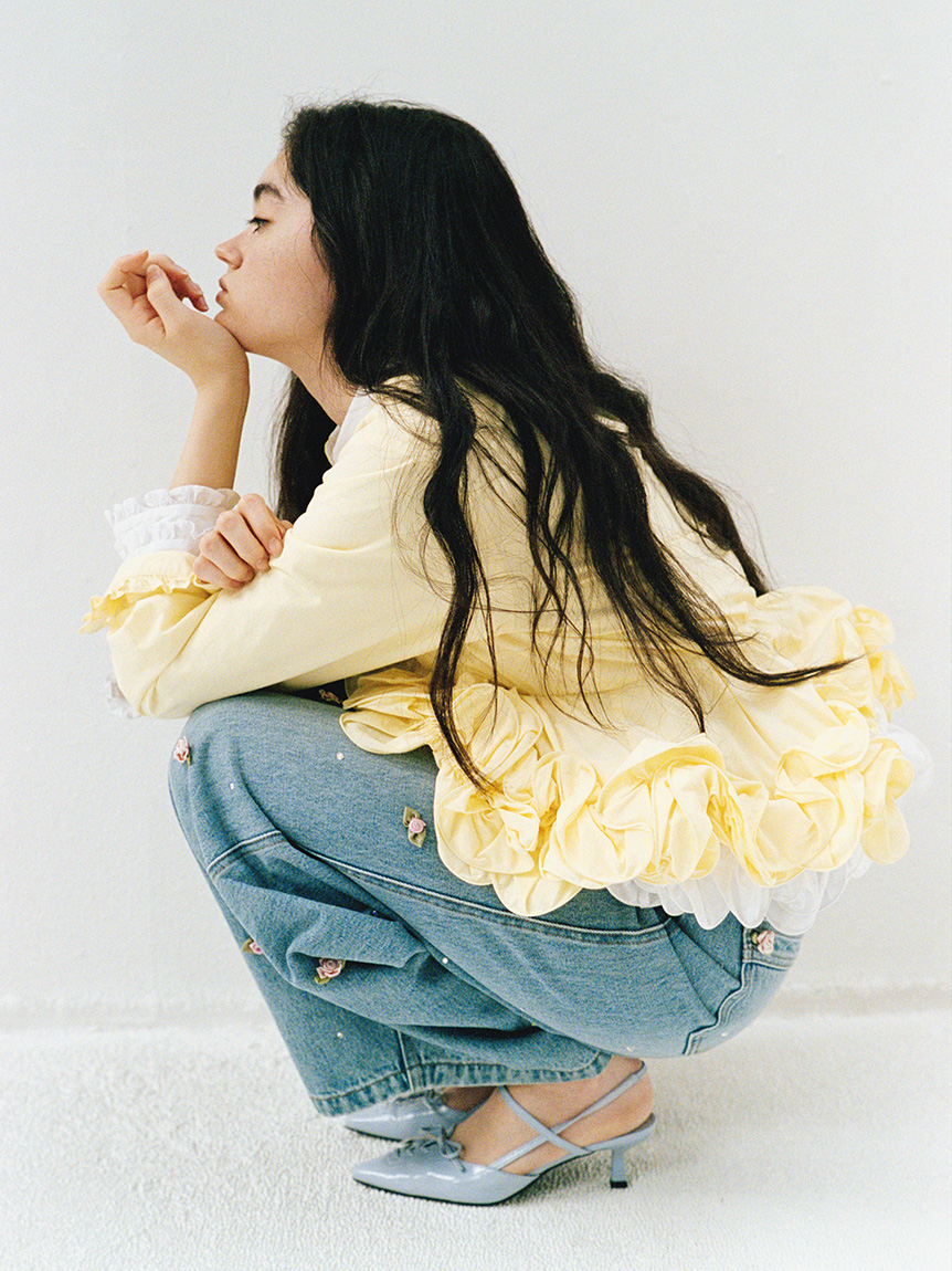 L.B CANDY STOCK]バリエーションビジューデニムパンツ(ロングパンツ