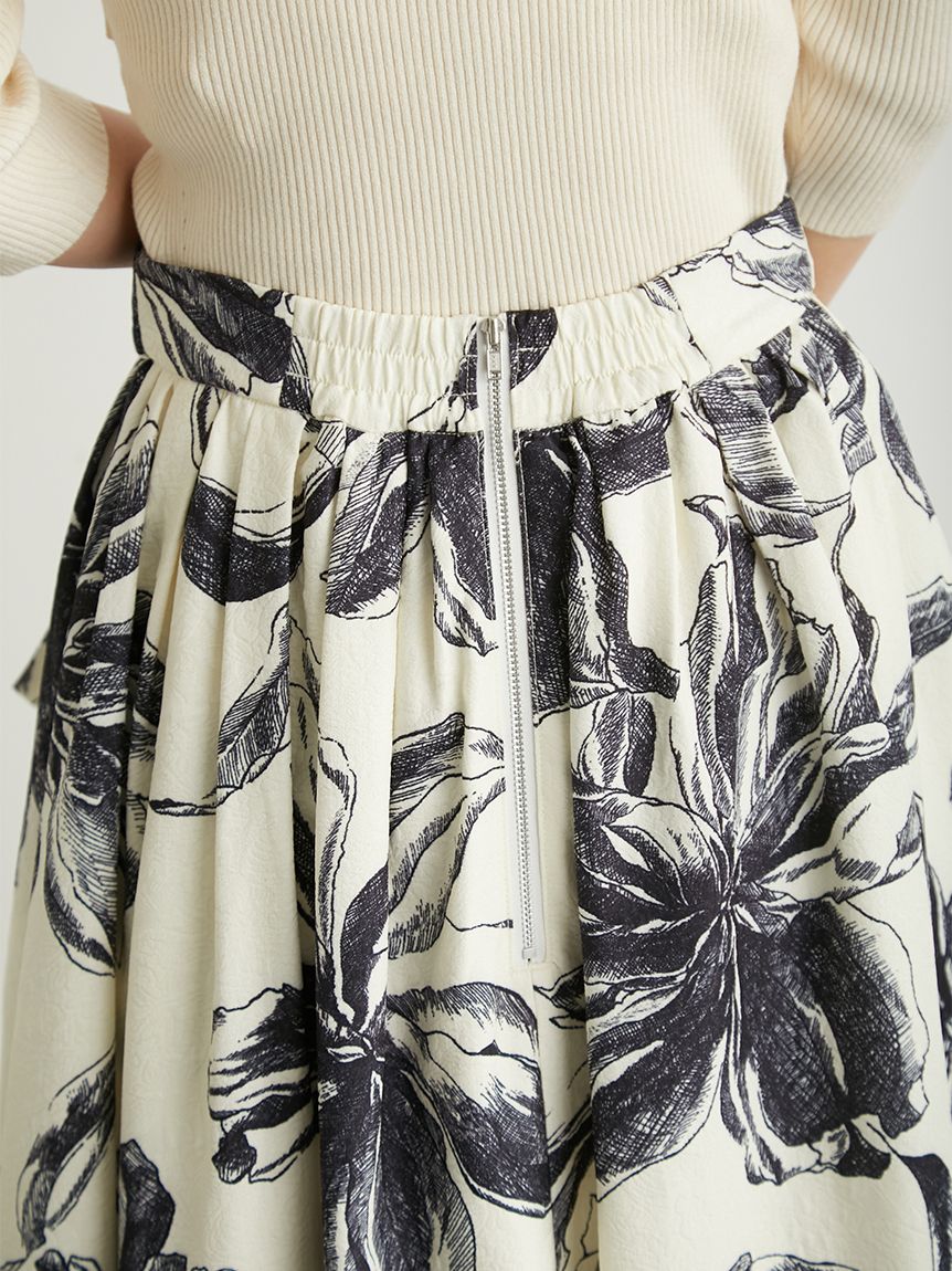 セール】 lily ブラウス&アートプリントバックリボンスカート セット 