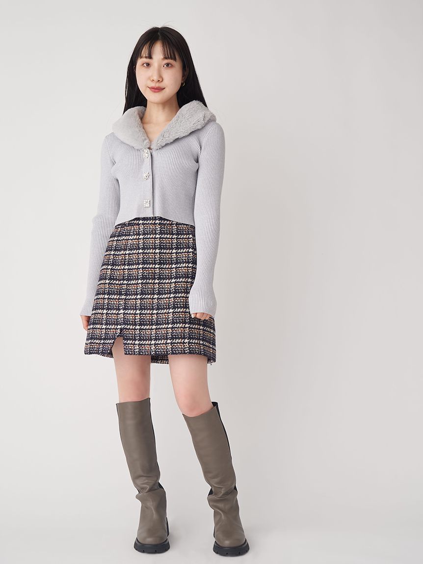Lily Brown チェック台形スカート グレー - ミニスカート