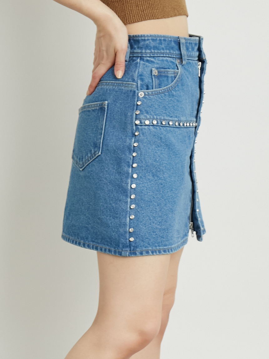 L.B CANDY STOCK]スタッズ2WAYデニムスカート(ミニスカート)｜スカート  