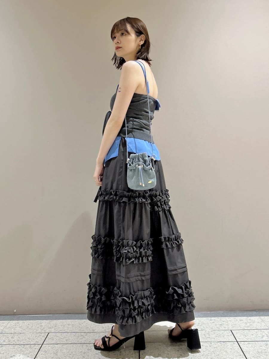 LILY BROWN メニーフリルティアードスカート 　グレー　リリーブラウン メニーフリルティアードスカート(ロングスカート)｜スカート