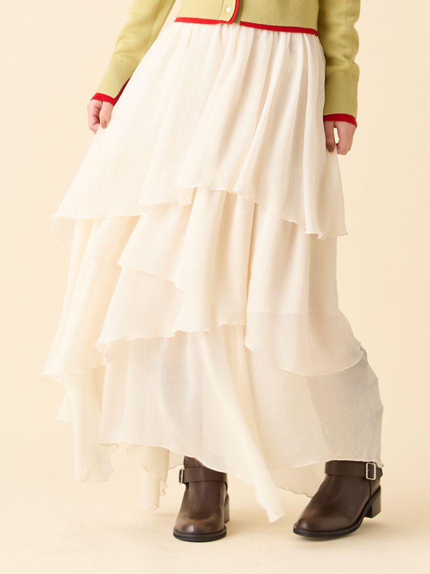 シアーフリルティアードスカート(ロングスカート)｜スカート｜LILY
