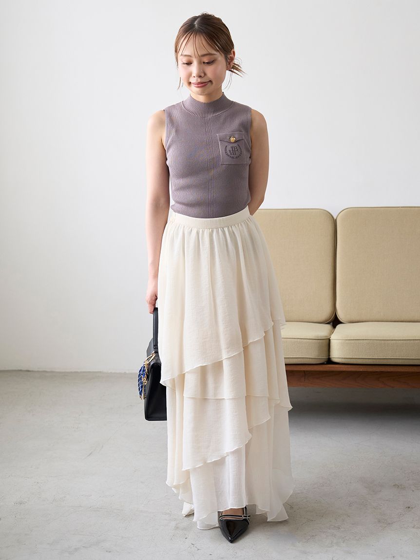 4588さま2058 Heather スカート シアーティアードフリルロングスカート 323287