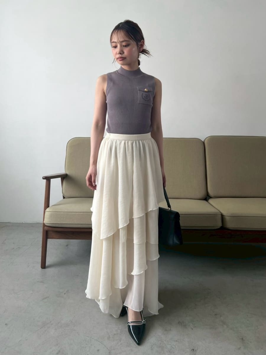 リルアー　もも シアーフリルティアードスカート(ロングスカート)｜スカート