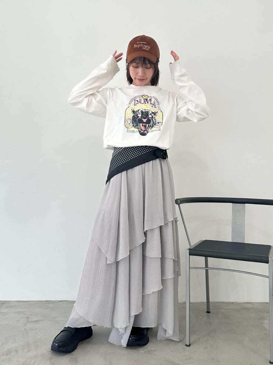 Christian Dior シルク リボン 異素材切替 アイボリー スカート アールピーエス rps チュール切替アシンメトリーロングスカート