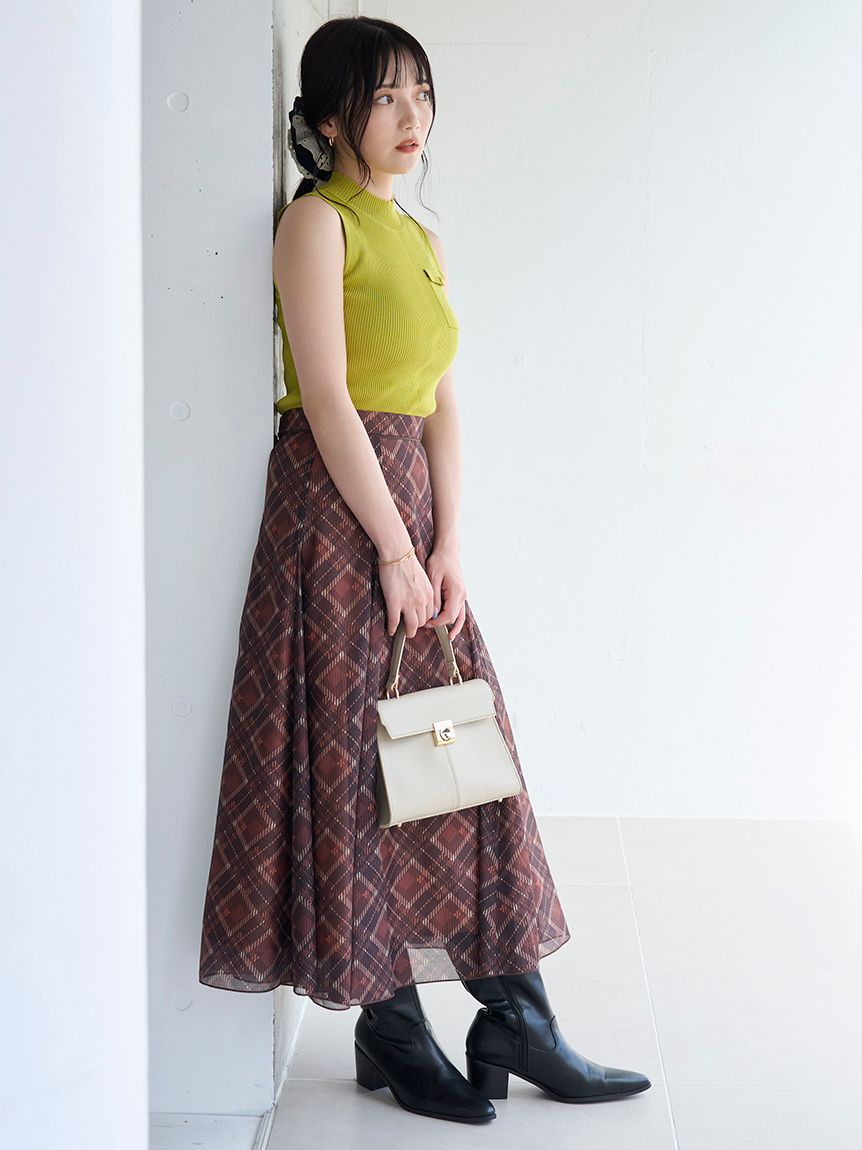 シアーシャンタンプリントフレアスカート(ロングスカート)｜スカート