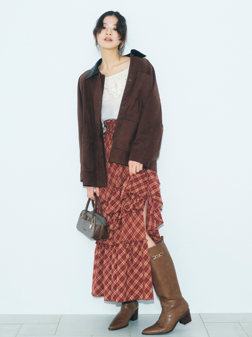 WEB限定00サイズ】イレヘムティアードスカート(ロングスカート