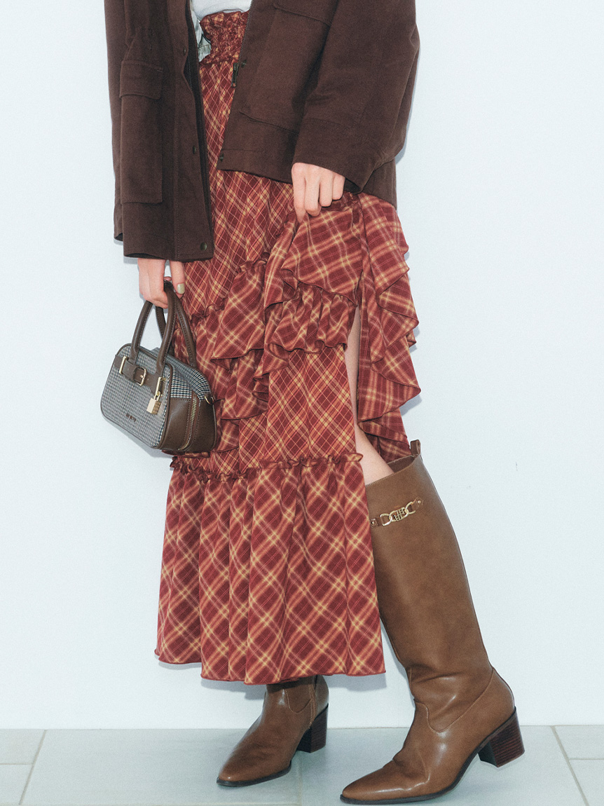 WEB限定00サイズ】イレヘムティアードスカート(ロングスカート