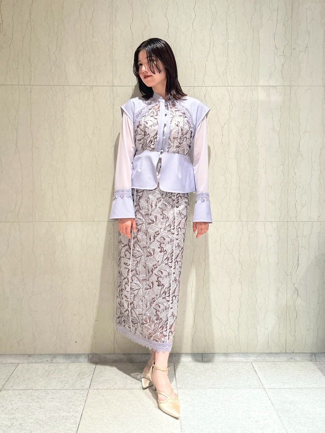 エンブロイダリースイッチングスカート(タイトスカート)｜スカート