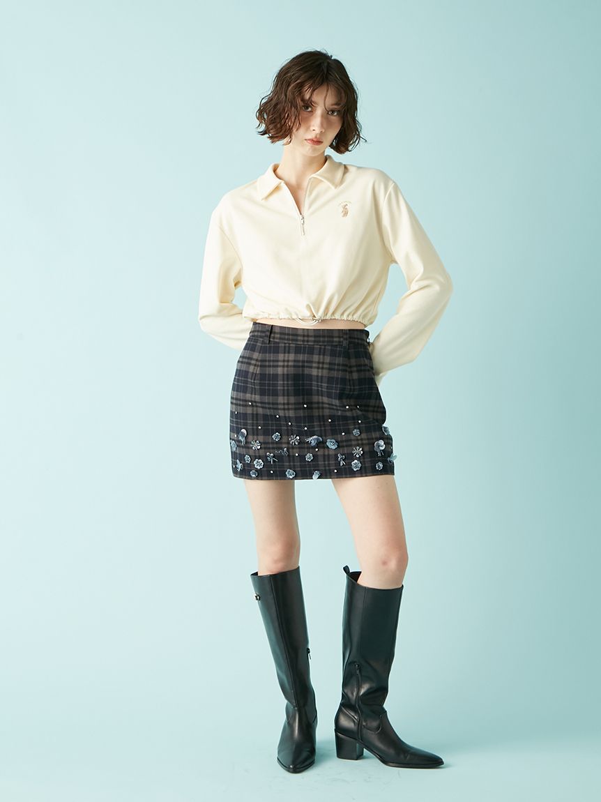 LILY BROWN ビジューリボンミニスカート LILY BROWN】ビジュー リボン ミニスカート - メルカリ