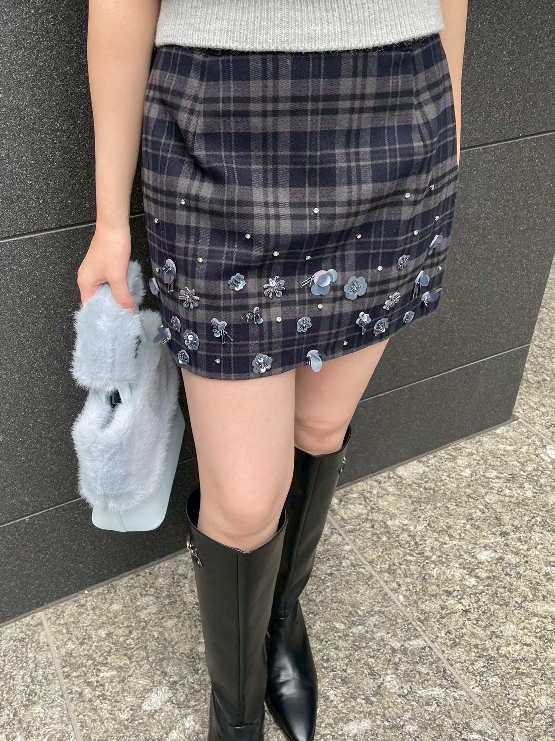 L.B CANDY STOCK]フラワービジュースカショ―パン(ミニスカート