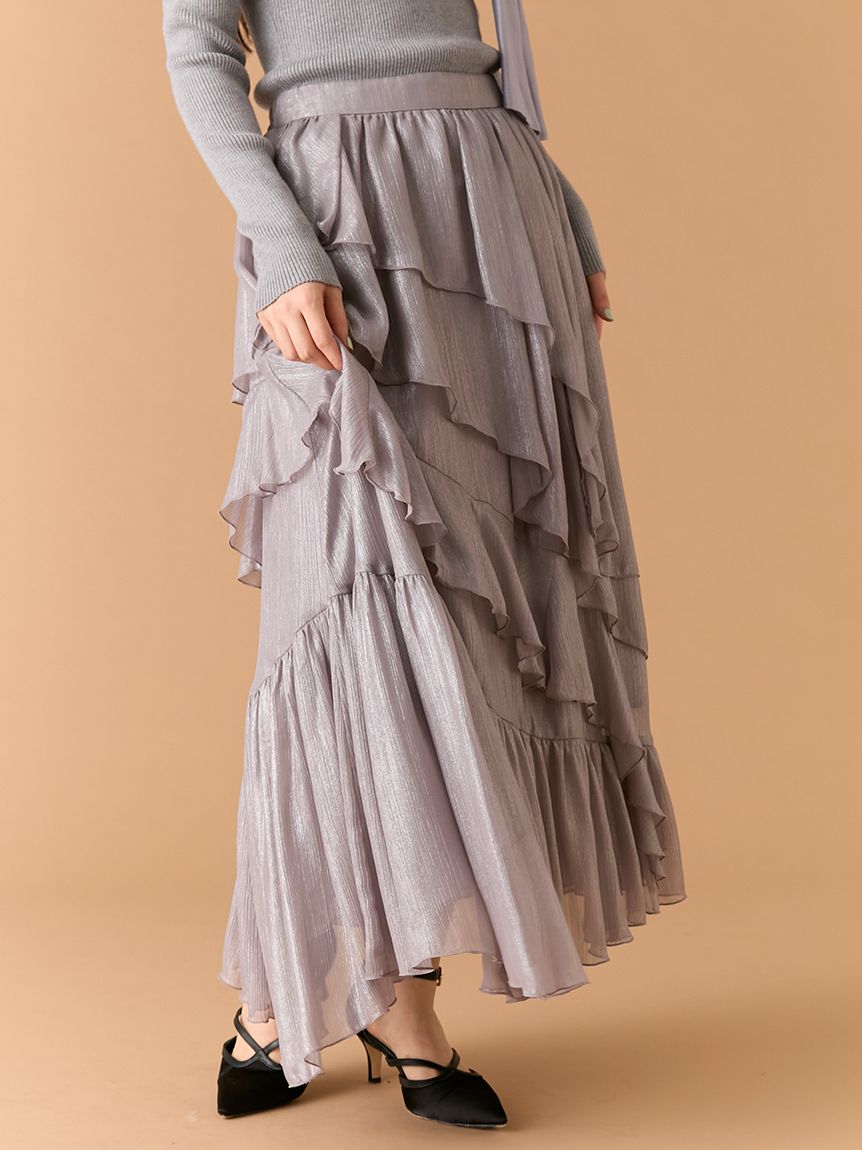 ブライトシアーラッフルスカート(ロングスカート)｜スカート｜LILY