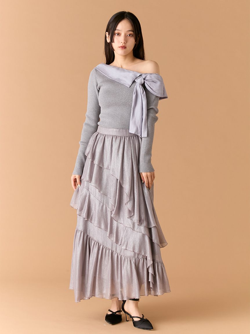 ブライトシアーラッフルスカート(ロングスカート)｜スカート｜LILY