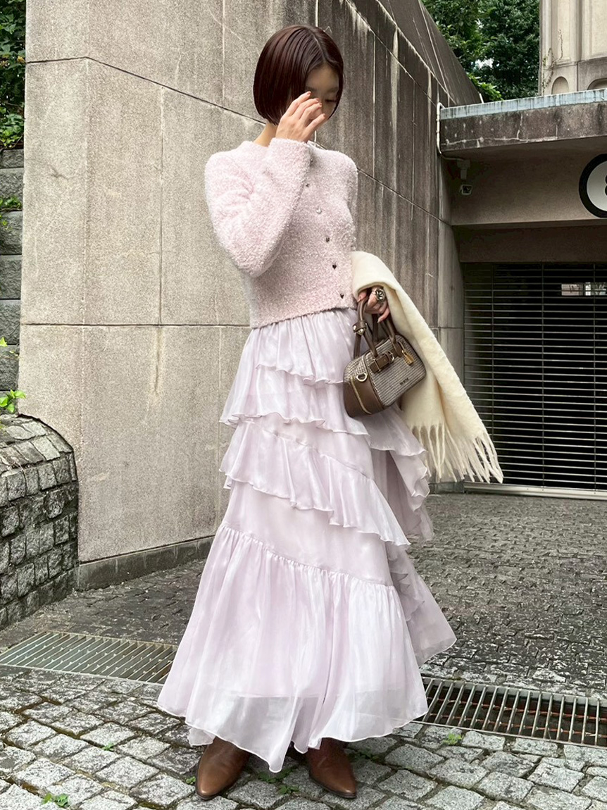 ブライトシアーラッフルスカート(ロングスカート)｜スカート｜LILY