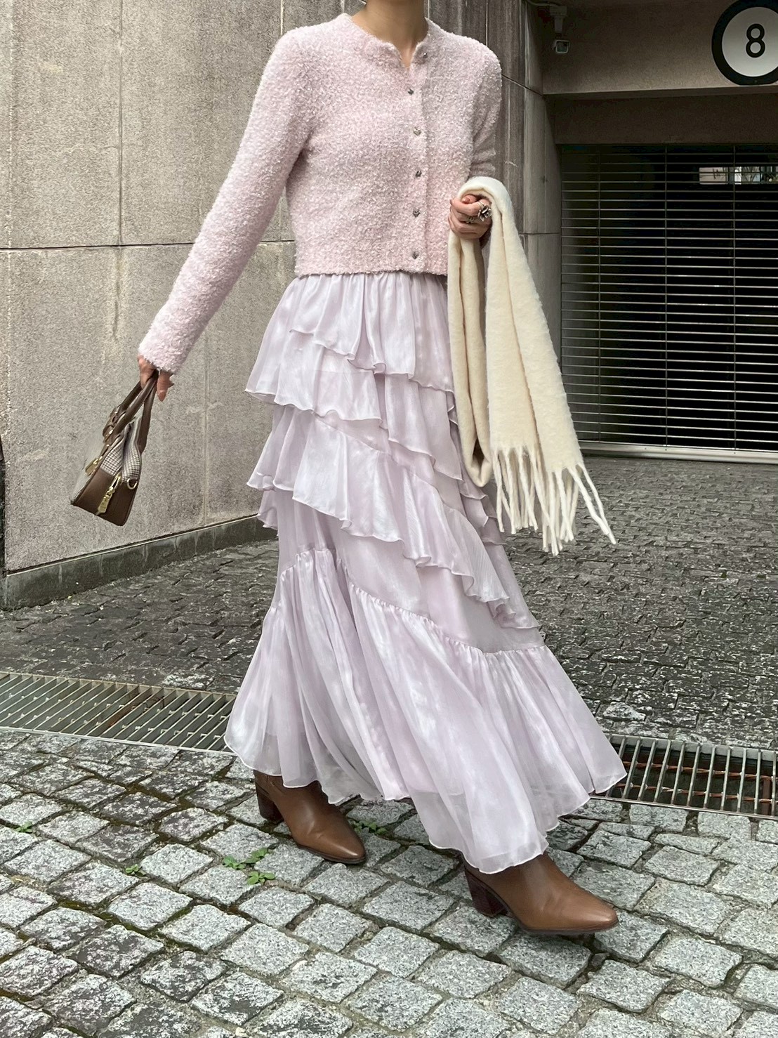 ブライトシアーラッフルスカート(ロングスカート)｜スカート｜LILY